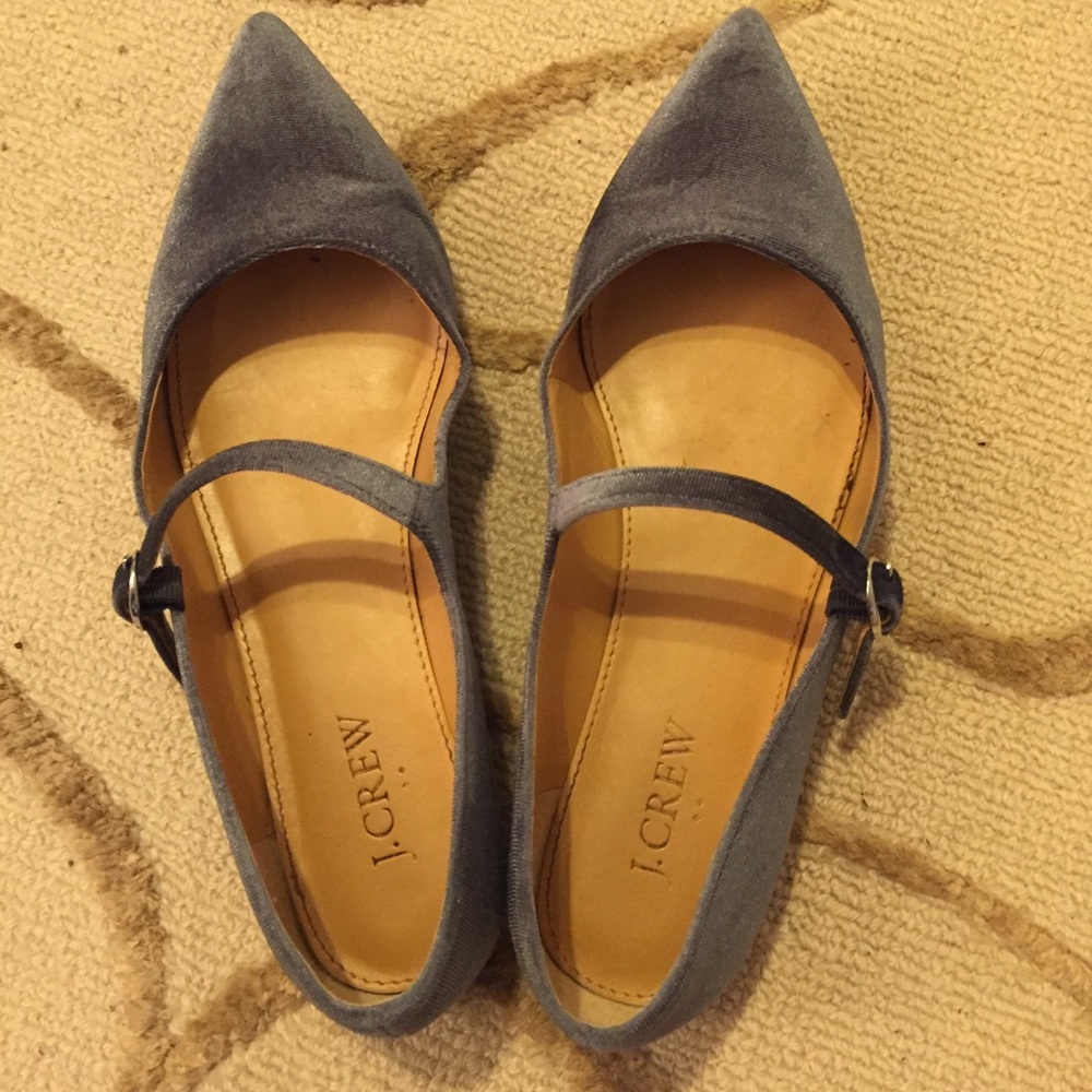 J Crew gray ankle strap flats 7.5